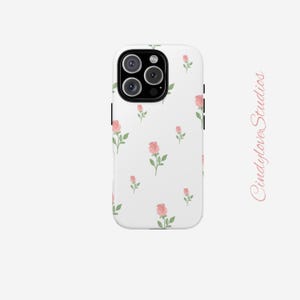 Cottagecore Vintage Tulip iPhone Protective Case Cover, Floral Phone Cover, Farmhouse Style Phone Case, Hard Shell Spring Design