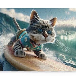 Surfing Cat Puzzle: Fun Family Game Night Activity