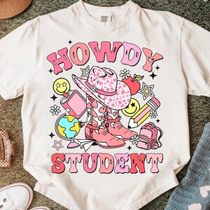 Howdy Student PNG, Back to School PNG, First Day of School, Howdy Student Cowboy Hat Cactus Western Back To School