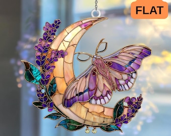 Purple Butterfly Suncatcher, Faux Stained Glass Window Hanging
