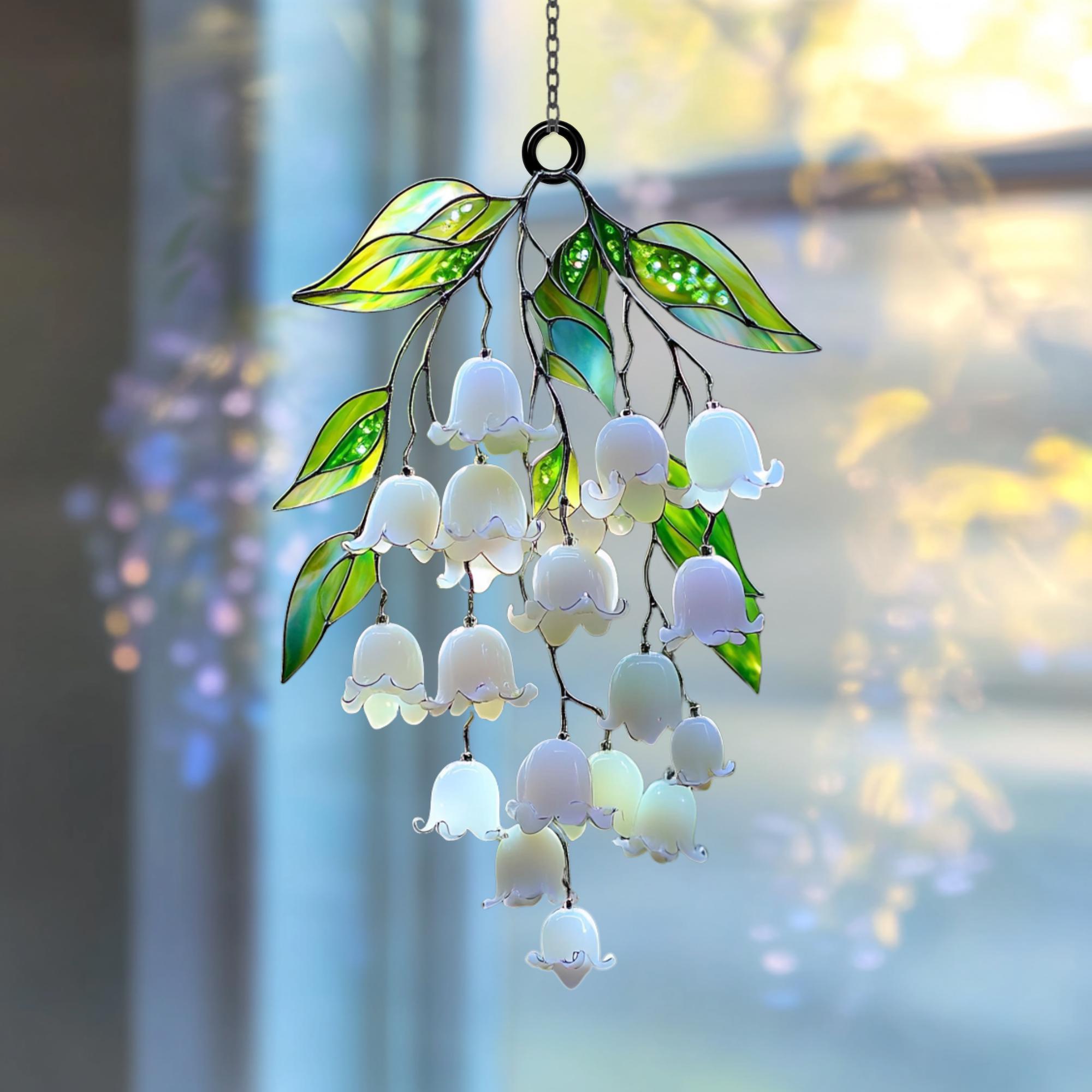 Lily of the Valley Suncatcher Gift for Mom, May Birth Flower Window ...