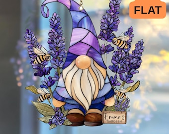 Lavender Gnome Acrylic Suncatcher, Garden Window Decor