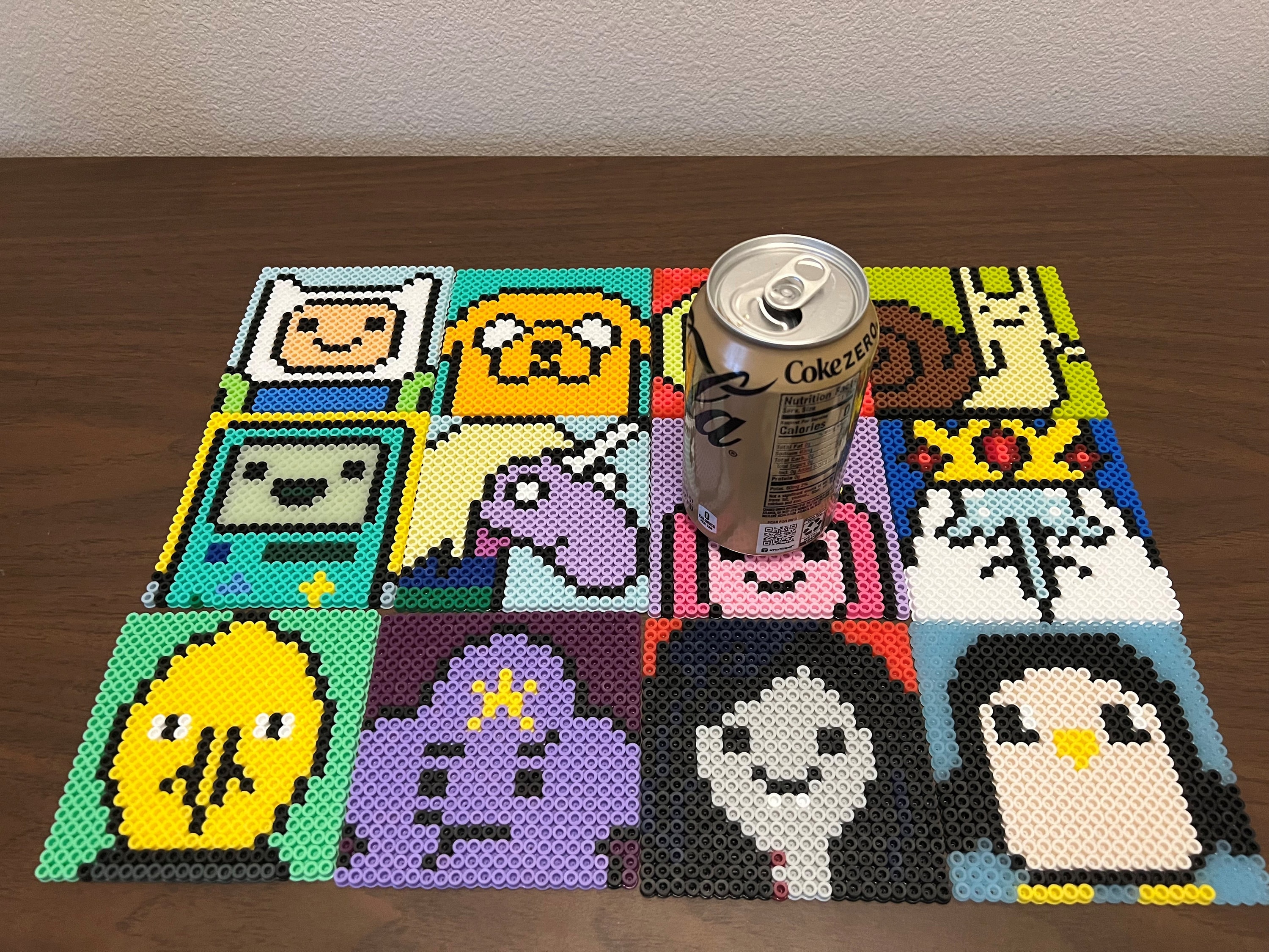 Adventure Time inspired Perler pixel coasters