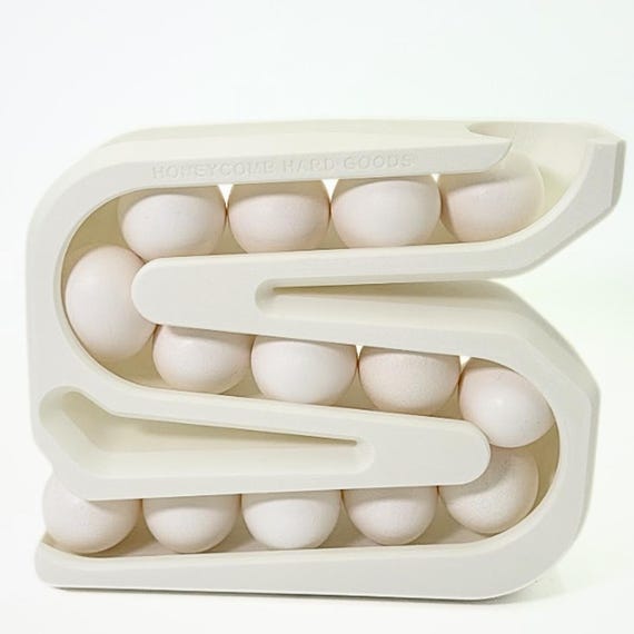 Vertical Egg Holder Dispenser: Rolling Fridge Storage Tray - Holds 15