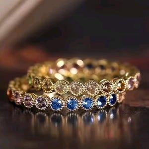 Multicolored zirconium ring in stainless steel
