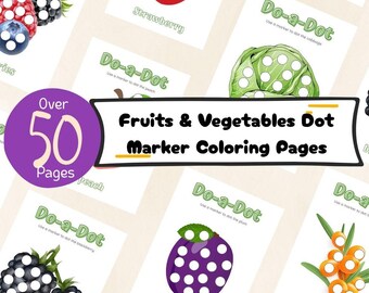 Fruits & Vegetables Dot Marker Coloring Pages (Digital Download)
