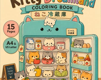 Kawaii Cats Coloring Book: Tiny Cat Universe, Bold Easy Pages (Digital Download)