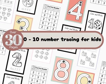 Number Tracing Worksheets for Kids: Preschool Activity Book (PDF & JPG)