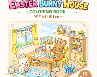 Isometric Room | Easter Bunny House Coloring Book