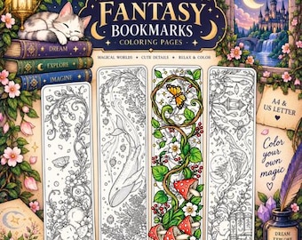 Fantasy Bookmarks Coloring Book | 20 Magical Bookmark Coloring Pages