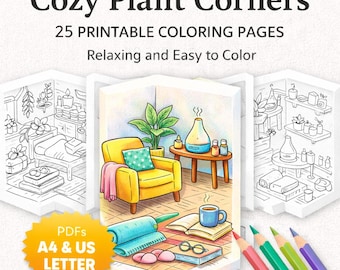Cozy Plant Corners Coloring Book: relaxing coloring pages