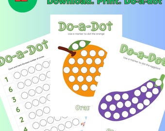 Fruits & Vegetables Dot Marker Coloring Pages (Digital Download)