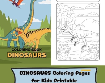 Dinosaurs Coloring Pages for Kids Printable (Digital Download)