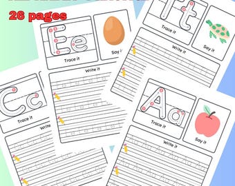 Alphabet  practice and Trace Uppercase, Lowercase Letters Printable PDF  26 Pages
