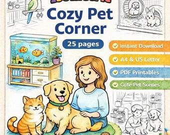 Isometric Cozy Pet Corners: Digital Coloring Book
