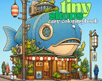 Kawaii Tint shops Coloring Book | Japanese shops | Instant Download