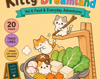 Kawaii Cat Coloring Book Vol. 6 | Cozy Food and Everyday Adventures (12 x 12 PDF Download)