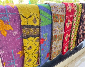 Sari Kantha de algodón vintage reversible bohemio, manta de tamaño doble, reversible, Kantha multicolor, Gudri, bohemio, hippie, Kantha, regalo para ella