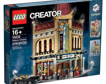 May include: A LEGO Creator Palace Cinema building set. The box features a detailed model of a theater with a marquee, figures, and a classic car. The set includes 2194 pieces and is for ages 16 and up.