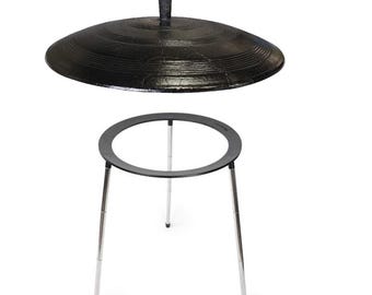Handmade Korean cast iron cauldron lid sotttukkeong BBQ griddle 17.7 in with Extendable Stand