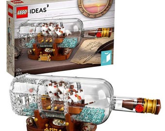7-10 Day Ship, Rare Vintage Retired LEGO21313 Collectible, LEGO 21313 Ideas Ship in Bottle Construction Set, Brick-built Bottle and Stand