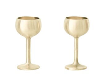 Korean Traditional bangjja YUGI Soju Glass Set of 2, Bronzeware Shot Glasses for Sake, Liquor, and Spirit, Elegant Tableware Gift Set
