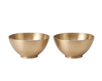 Handcrafted Korean Brass Bowl Set of 2, Bangjja Yugi Bronze Dessert Ice Cream Yogurt Cup, Small Rice Soup Bowl, Traditional Makgeolli Gift