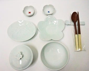 Korean Traditional White Porcelain Tableware Set - Handmade Ceramic Dinnerware 11pcs 1-Person Set