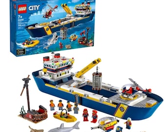 7-10day Ship, LEGO City Ocean Exploration Ship 60266, Toy Exploration Vessel, Mini Helicopter, Submarine, Shipwreck