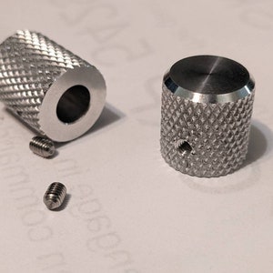 Two Knurled knob aluminum Michell turntable knob replicas for Han in Carbonite builds - hero panel greeblies
