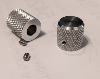 Two Knurled knob aluminum Michell turntable knob replicas for Han in Carbonite builds - hero panel greeblies