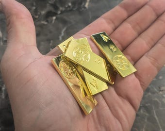 Old Republic Credit -dual sided - set of gold plated *metal* bars with optional addon leather pouch SMALL size