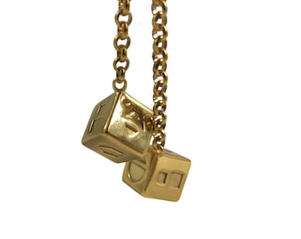 Stainless Steel Smuggler&#39;s Golden Dice - Scoundrel Gambler Rogue - Gold Plated Stainless Steel Dice - Mirror charm for your cockpit