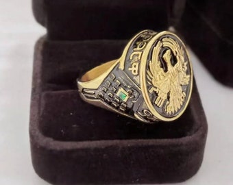 Duke Leto Atreides Dune Signet ring - fan recreation replica - gold plated stainless steel - square gems