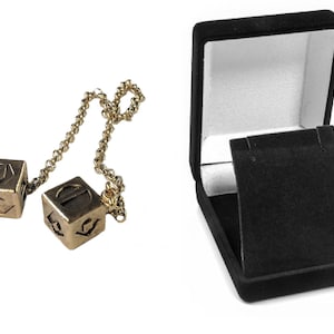 Antiqued Metal Smuggler&#39;s Golden Dice - Scoundrel Gambler Rogue - Gold Plated Metal Dice - Hang in your cockpit -Zinc Alloy