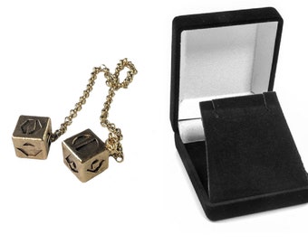 Antiqued Metal Smuggler&#39;s Golden Dice - Scoundrel Gambler Rogue - Gold Plated Metal Dice - Hang in your cockpit -Zinc Alloy