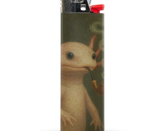 Ajolote con un encendedor de pipa