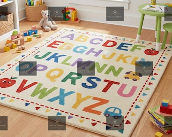 Alphabet Adventure Rug, Bright Learning Playroom Carpet