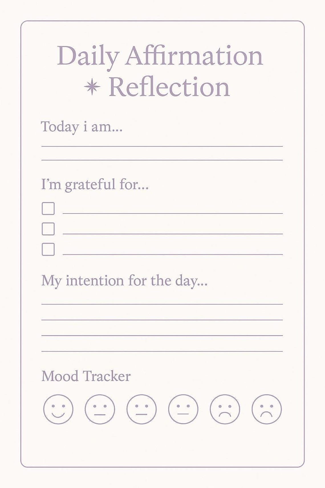 Daily Affirmation, Self Care Printable A4 PDF Worksheet for Gratitude ...