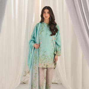 Teal Bloom Kurta Set with Dupatta