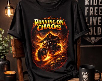 Running on Chaos Graphic Tee | Fiery Runner Shirt | Fitness and Gym T-Shirt | Gift for Runners | Bella Canvas 3001.