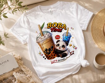 Adorable Boba Panda T-Shirt - Fun Bubble Tea Tee for Tea Lovers, Casual Wear, Cute Panda Shirt, Gift Idea
