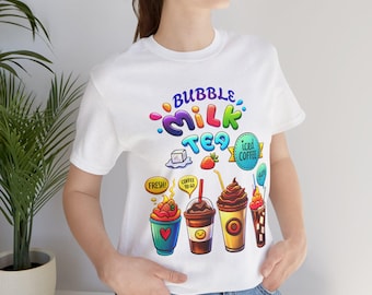 Fun Drink Graphic Tee, Bubble Tea Shirt, Summer Vibes T-Shirt, Cute Beverage Lover Gift, Casual Outfit Top for Tea and Coffee Enthusiasts.