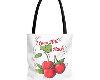 Cherry Love Tote Bag, Cute Floral Shopper, Gift for Her, Perfect for Mother's Day, Eco-Friendly, Fun Weekend Bag