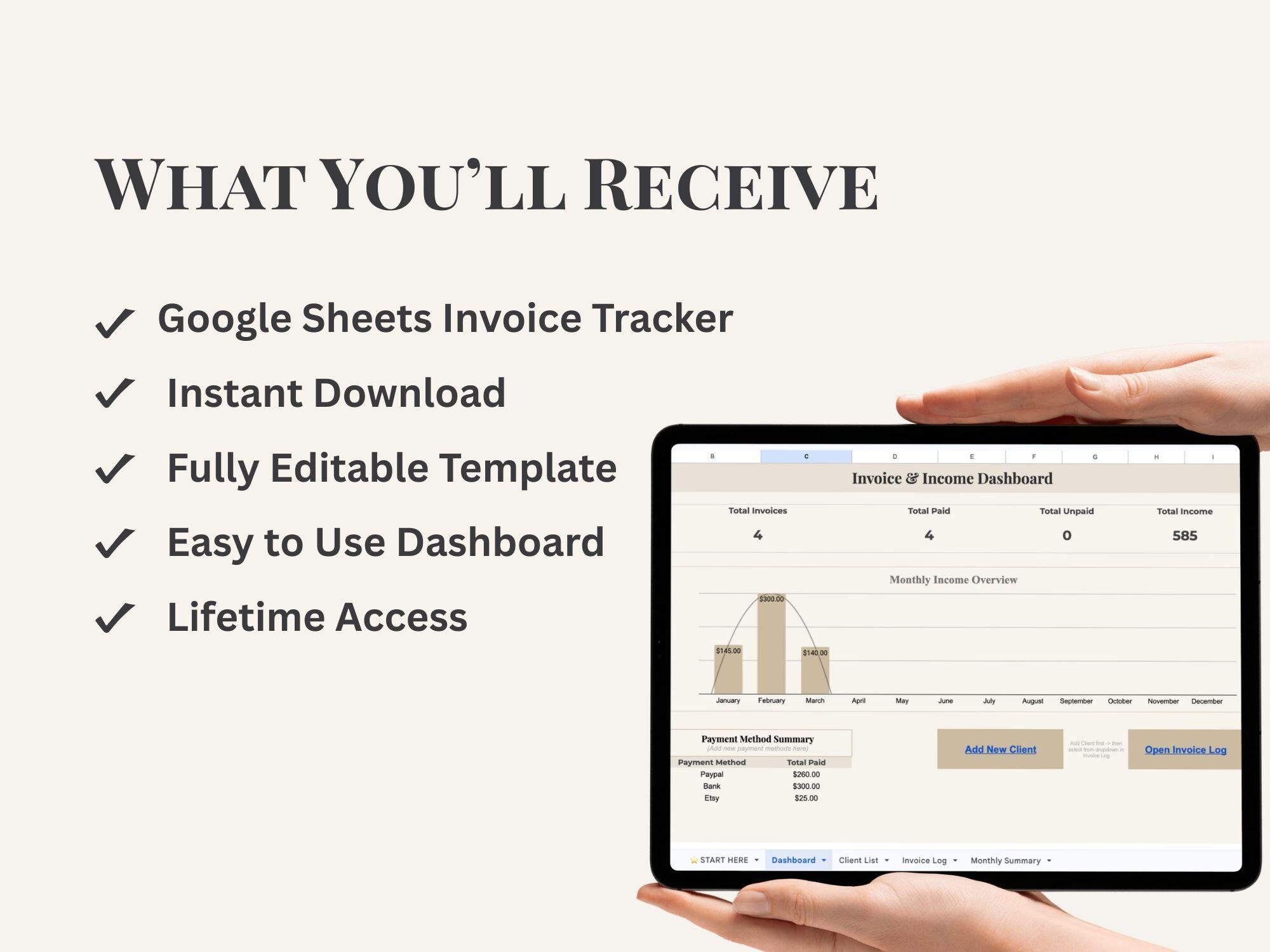 Invoice Tracker Google Sheets Template for Freelancers, Etsy Sellers ...