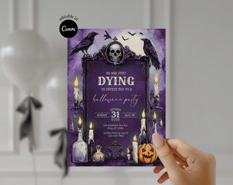Halloween Costume Party Invitation Spooky Tombstone Invite We are Just Dying to Invite you Card Printable Gravestone Halloween invitation