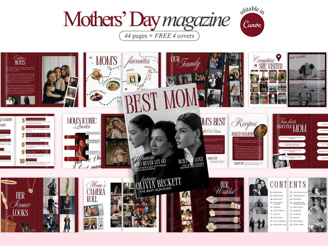 Editable Mother's Day Magazine Template Personalized Best Mom Birthday ...