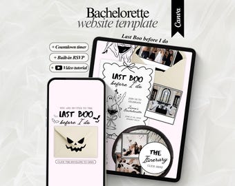 Halloween Bachelorette Party Invitation Last boo before I do bachelorette website with RSVP tracking Spooky Bach Weekend Itinerary Template
