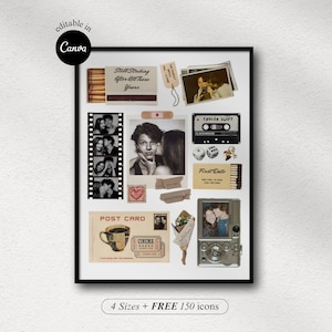 Custom Matchbook Template for Couples Printable Matchbox Art Personalized Anniversary Gift  Easy Editable Memory Poster with free stickers