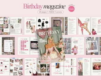 Cadeau d'anniversaire facile à personnaliser pour un magazine pour elle Cadeau d'anniversaire personnalisé pour fille Magazine d'anniversaire modifiable avec modèle de couverture en toile